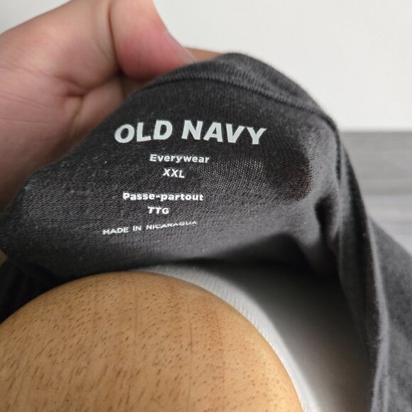 Old Navy Everywear XXL Floral Graphic T-Shirt Charcoal Pink Purple Tee - Picture 2 of 2